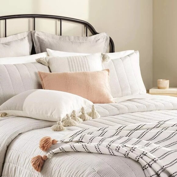 Full/Queen Microstripe Quilt Sour Cream/Railroad Gray - Hearth & Hand  Magnolia - Picture 2 of 4